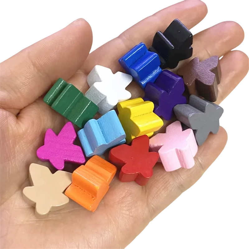 Разноцветные деревянные аксессуары для игры в пешку Meeple
