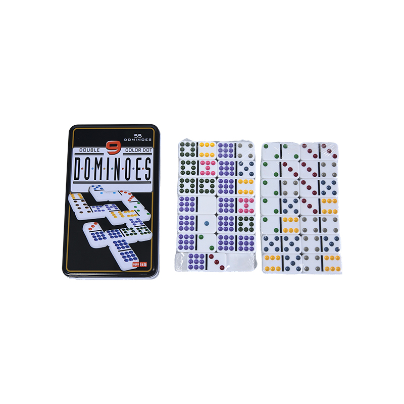 Домино Precision двойная девятка в жестяной коробке Color Dot Double Nine