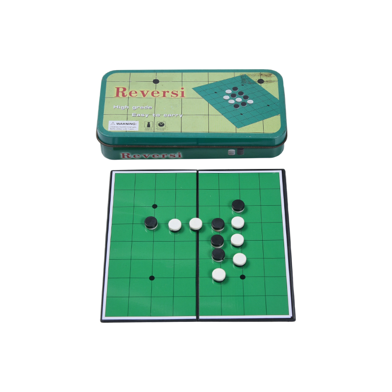 Зеленый металлический жестяной футляр для портативной игры Reversi (Othello)