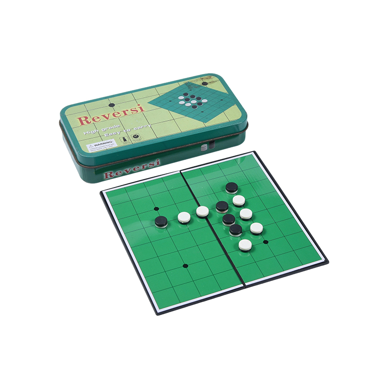 Зеленый металлический жестяной футляр для портативной игры Reversi (Othello)